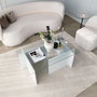 Hanah Home Escape Mesa de Centro Blanca con Cristal Templado